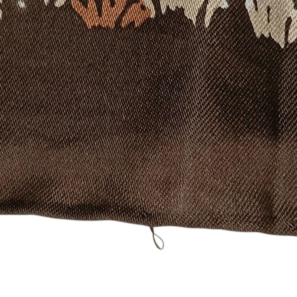 VTG Mr Emperor Square Scarf Brown Rust Tan Floral Botanical Abstract Italy 26x26 - Picture 11 of 13